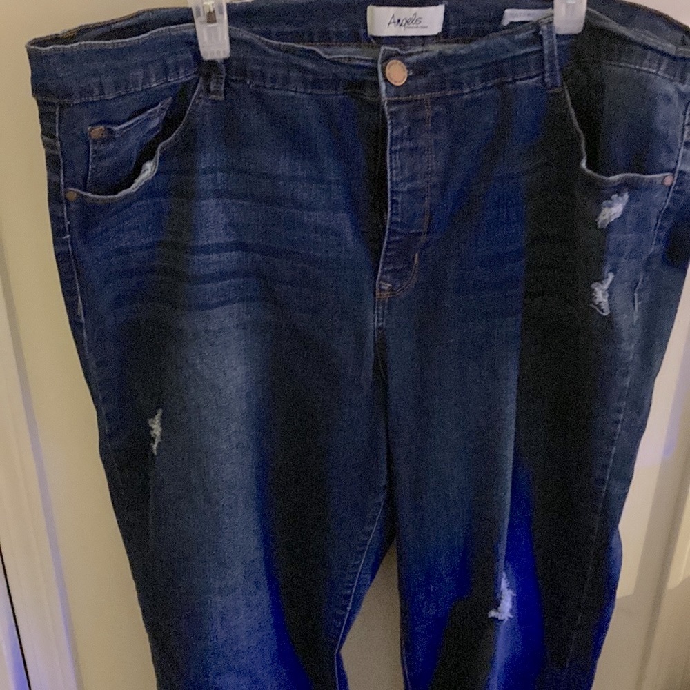 Angels Forever Young jeans SZ 24 plus distressed dark wash